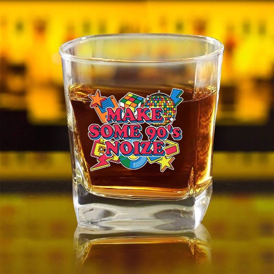 90s Cool 1990 Chill Retro Vintage Music Square Whiskey Glasses