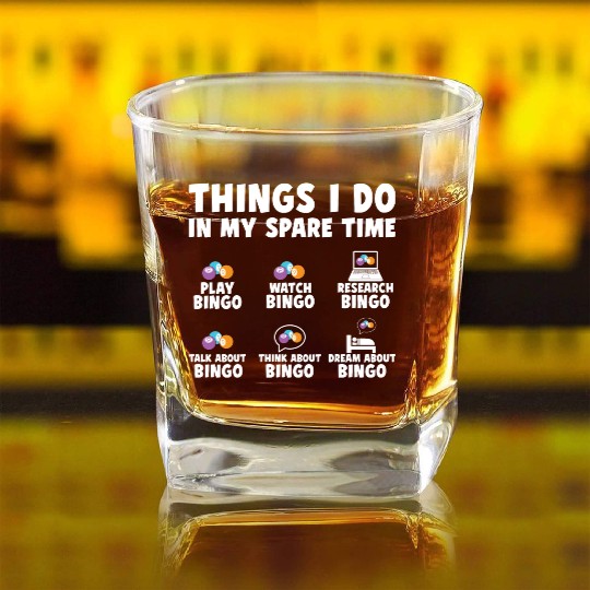 Funny Bingo Player Enthusiast Square Whiskey Glasses