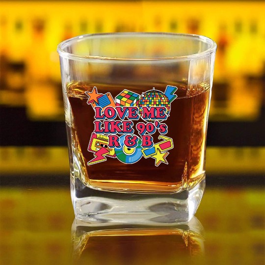 Love Like 90s R N B Retro Music Vintage Songs 1990 Square Whiskey Glasses