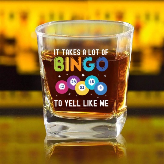 Funny Bingo Yeller Bingo Player Square Whiskey Glasses