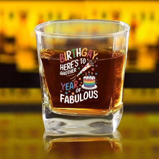 Birthgay Gay Pride Flag Pride Month Equal Rights Square Whiskey Glasses