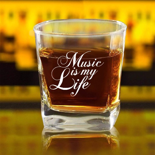 Music Is My Life Party Club Concert Sound Love Square Whiskey Glasses