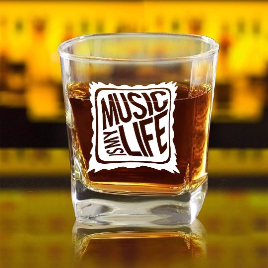 Music Is My Life Party Club Concert Sound Love Square Whiskey Glasses