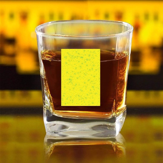 Green stars on a yellow background Square Whiskey Glasses
