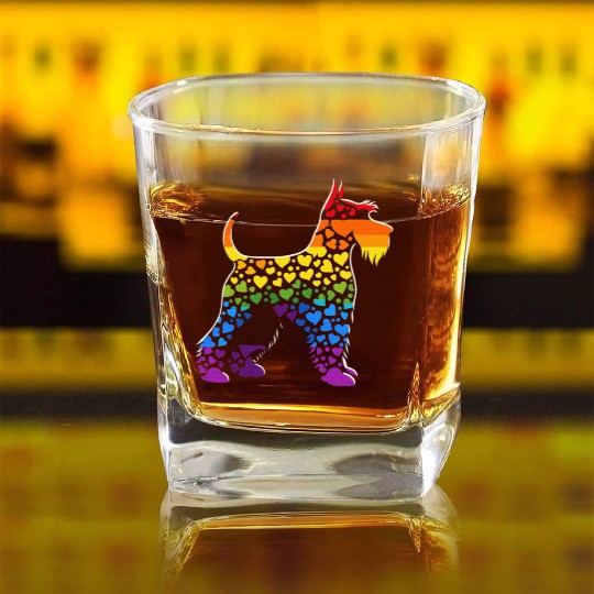 Miniature Schnauzer Rainbow LGBT Gay Pride Lesbian Square Whiskey Glasses