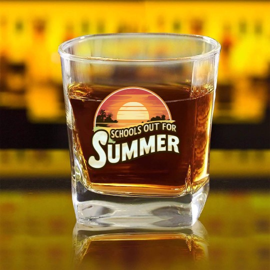 Retro Schools Out For Summer Last Day Of School Square Whiskey Glasses
