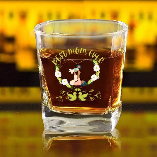 BEST MOM EVER MOTHER AND DAUGHTER DESIGN Square Whiskey Glasses