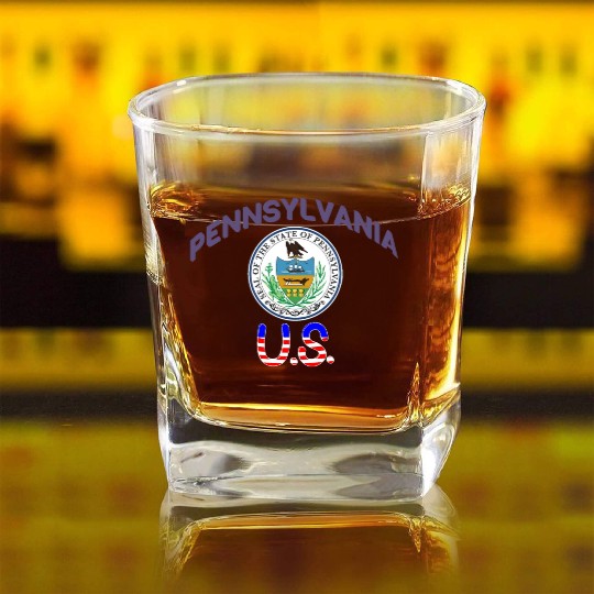 Pennsylvania us Square Whiskey Glasses