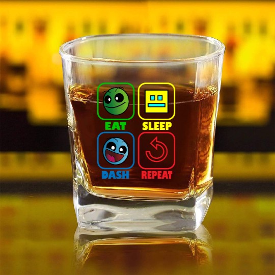 Eat Sleep Dash Repeat Video Game Geometry Video Square Whiskey Glasses