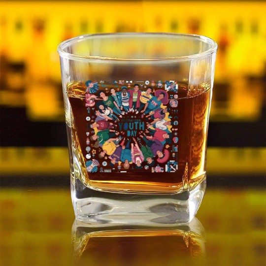 Happy International Youth day Square Whiskey Glasses