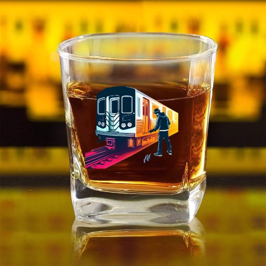 AI Teen at Subway Layup Masked Square Whiskey Glasses