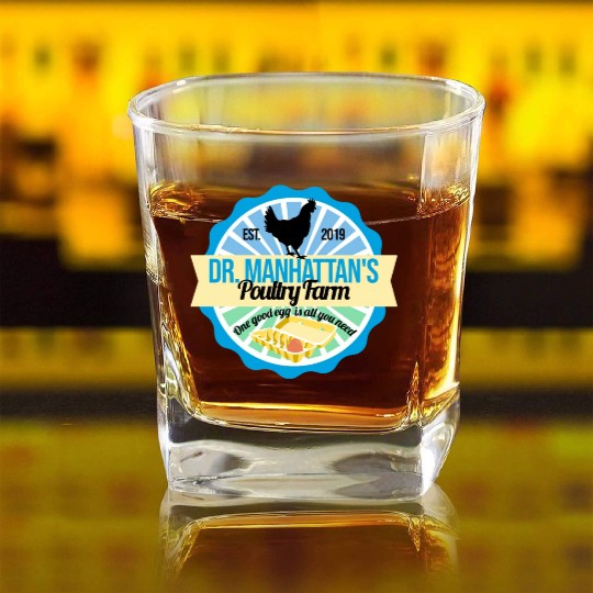 Dr Manhattan Poultry Farm Square Whiskey Glasses