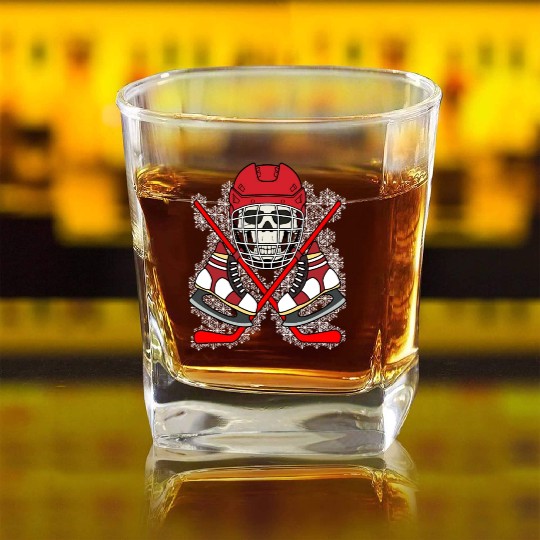 HOCKEY SKULL Square Whiskey Glasses
