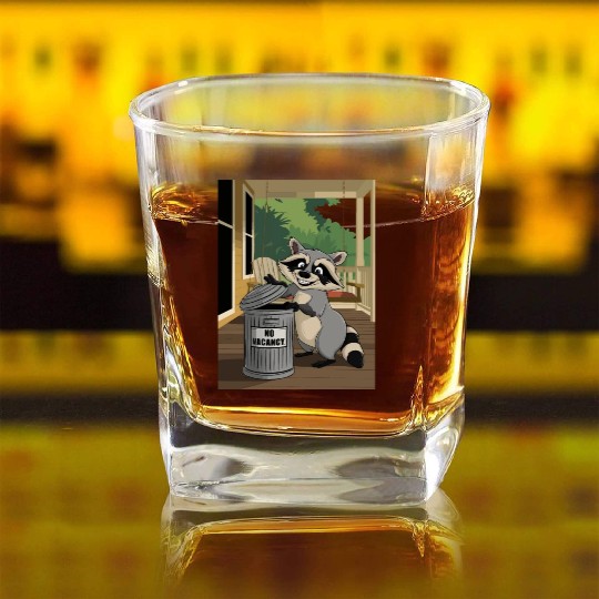 Racoon Trash Panda Metal Trash Can No Vacancy Square Whiskey Glasses