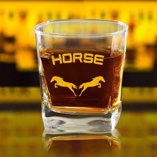 Horses Double Horse Riding Horsepower Lover T Square Whiskey Glasses