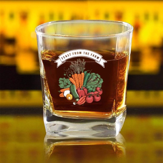 Farmers Market Farmer Agriculture Farming Food Square Whiskey Glasses