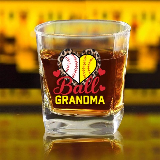 Baseball Grandma Grandmother Grandparents Day Square Whiskey Glasses