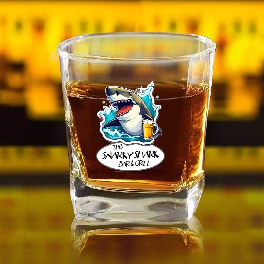 The Snarky Shark Bar & Grill Square Whiskey Glasses