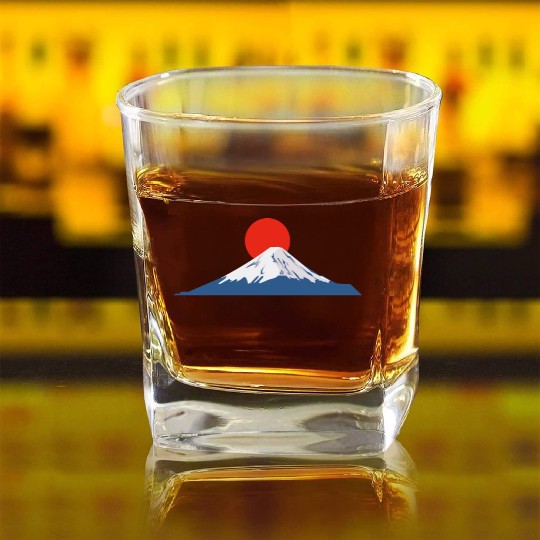 Japanese dawn on Mount Fuji Square Whiskey Glasses
