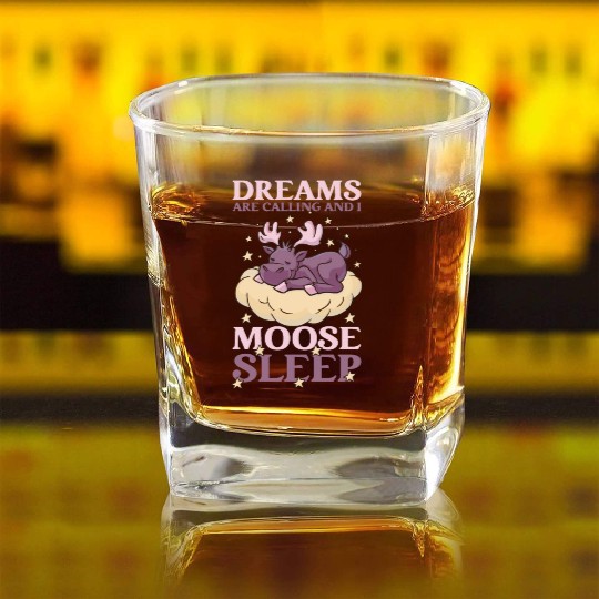 Dreams Are Calling Youth Cute Moose Square Whiskey Glasses
