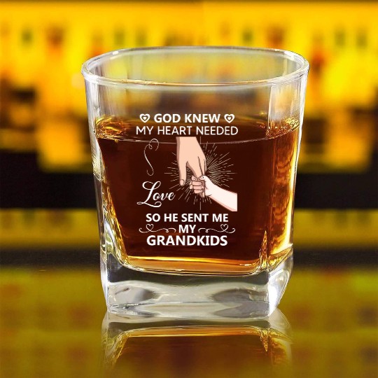 So he sent me my grandkids Funny fathers day gifts Square Whiskey Glasses
