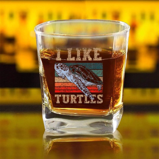 I Like Turtles Lover Turtle Pet Animal Square Whiskey Glasses