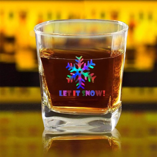 Let it Snow! (Colorful Snowflake Design) Square Whiskey Glasses