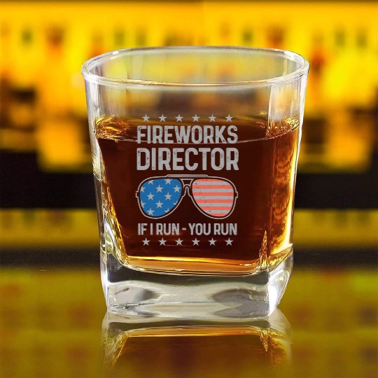 4th Of July Fireworks Funny Fireworks Director Square Whiskey Glasses