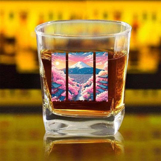 japan kirschblüten straße 2 Square Whiskey Glasses