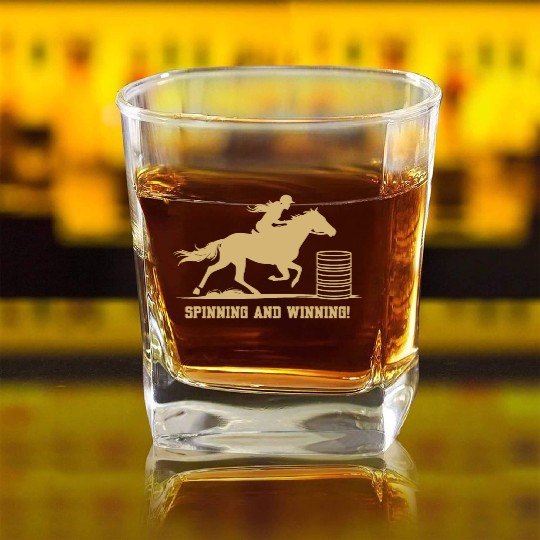 Barrel Racing Gifts Square Whiskey Glasses
