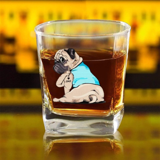 PUGS LOVE DAD Square Whiskey Glasses