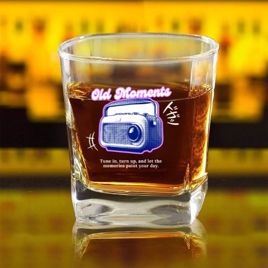Lilac Black Halftone Radio Portrait Square Whiskey Glasses