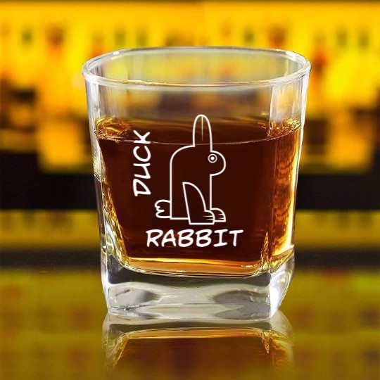 Rabbit Duck Meme Science Math Geek Philosophy Square Whiskey Glasses