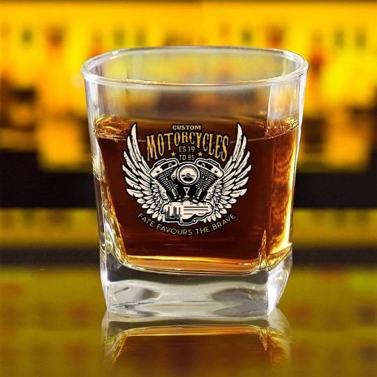 Motorcyclists chopper clothing Premium Square Whiskey Glasses