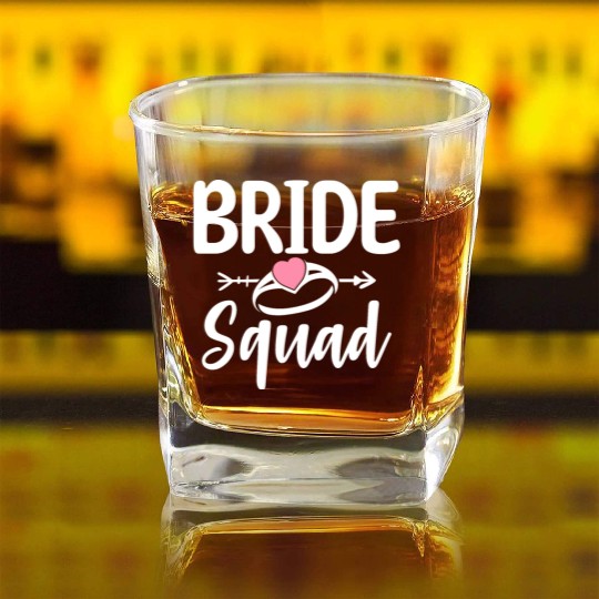 Bride Squad Bridal Party Bachelorette Party Square Whiskey Glasses