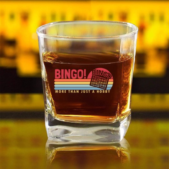 Bingo more than a Hobby Caller Daubers Square Whiskey Glasses