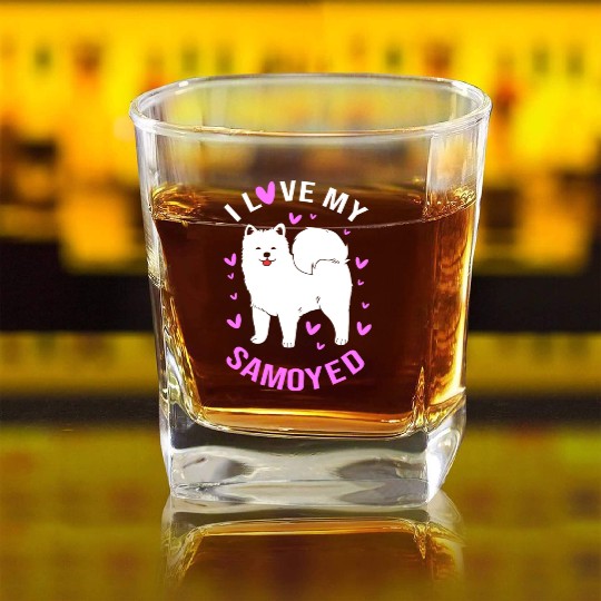 Dog Owner Pet Lover Dog Mom I Love Samoyed Square Whiskey Glasses