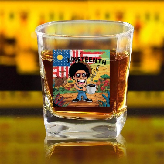 Juneteenth 4Th July Celebrate Fathers Day Coffee Square Whiskey Glasses