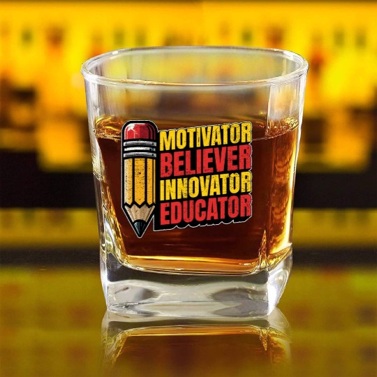 Literature Teacher Motivator Believer Bookworm Square Whiskey Glasses