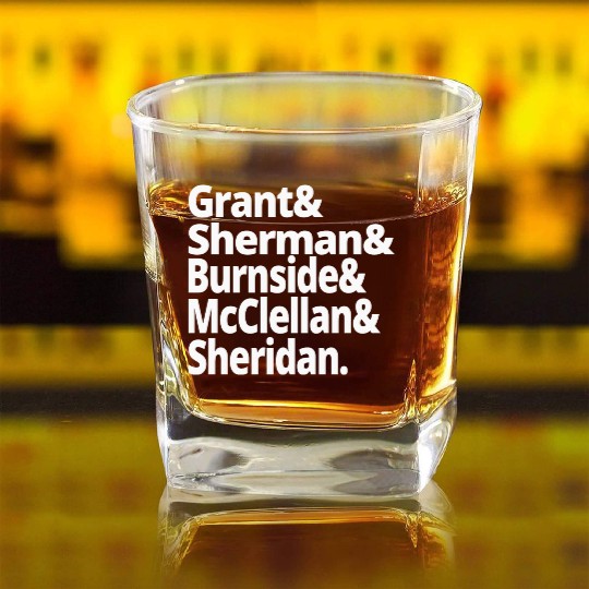 US Civil War History Union Army Generals Grant Square Whiskey Glasses