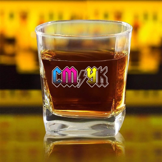 CMYK Rock Band Graphic Designer Square Whiskey Glasses