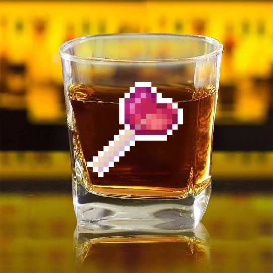 Pixel Art Sprite Cute Heart Lollipop Square Whiskey Glasses
