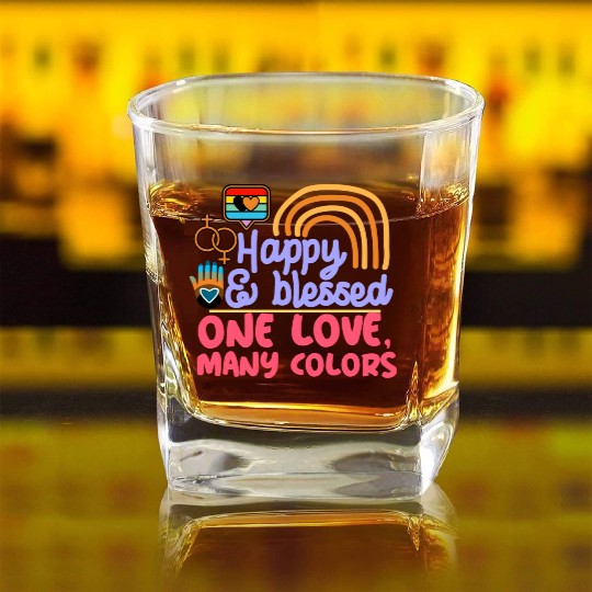 pride month, happy and blessed, love is love Square Whiskey Glasses