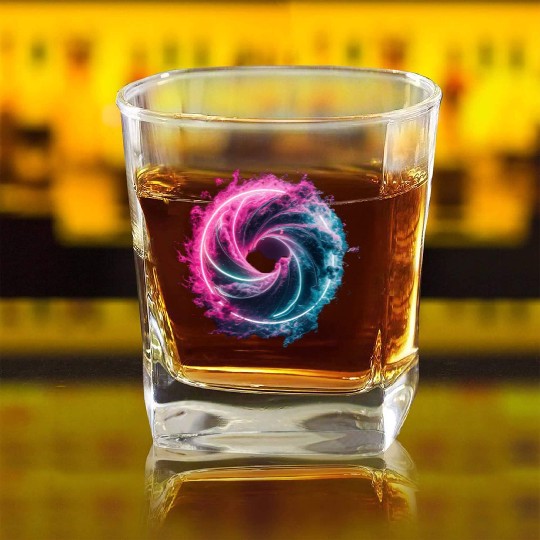 Neon color ai particles Square Whiskey Glasses
