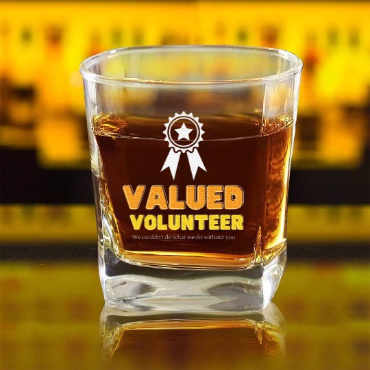 Volunteer Appreciation Ribbon Square Whiskey Glasses