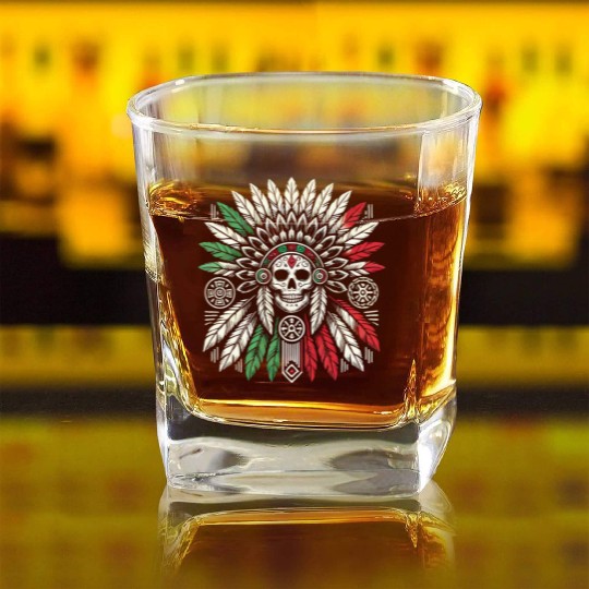 Aztec Warrior Indigenous Mexican Aztec Jaguar Square Whiskey Glasses