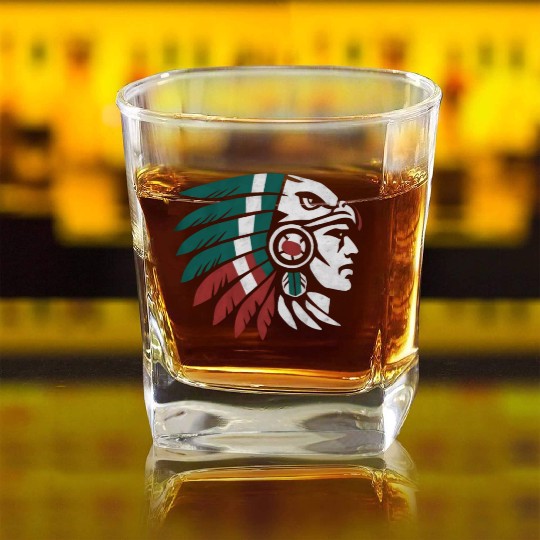 Aztec Warrior Indigenous Mexican Aztec Jaguar Square Whiskey Glasses