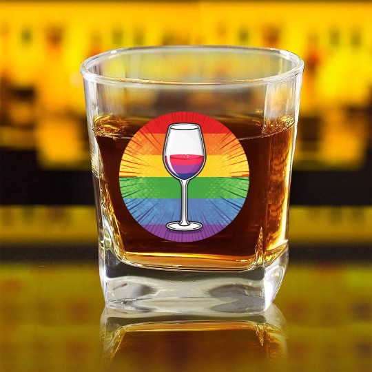 LGBTQ Wine Square Whiskey Glasses
