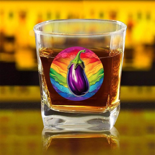 LGBTQ Eggplant Square Whiskey Glasses