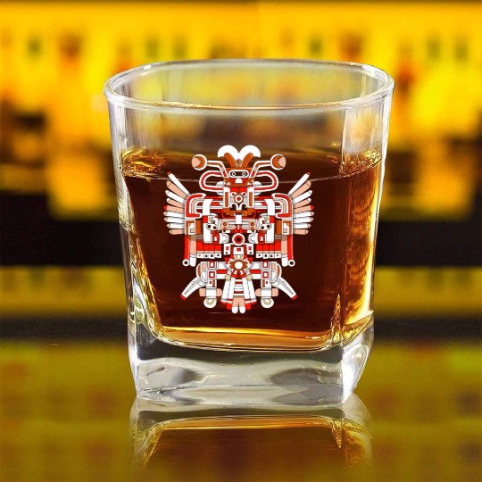 Aztec God Ancient Mythology Chalchiuhtotolin Square Whiskey Glasses